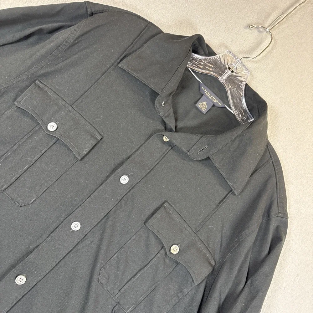 Banana Republic Men Pima Cotton Long Sleeve Button-Down Shirt Black Size XL